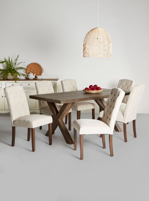 Juego de Comedor Cruzeta Madera + 6 Sillas-0