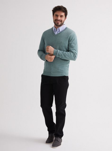 Sweater Cuello V Colores Moda-4