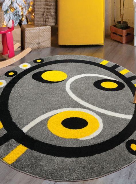 Alfombra Redonda Florida 160 cm x 160 cm Amarillo-2