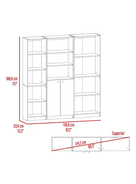 Combo Home Estante 45 cm + Estante 2P + Estante 4R-1