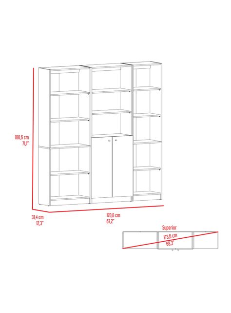 Combo Home Estante 5R + Estante 2P + Estante 45 cm-1