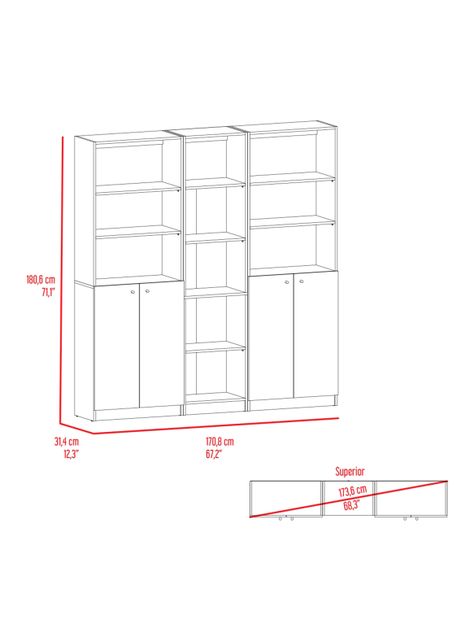 Combo 2 Estante 2 Puertas + Estante 45 cm-1