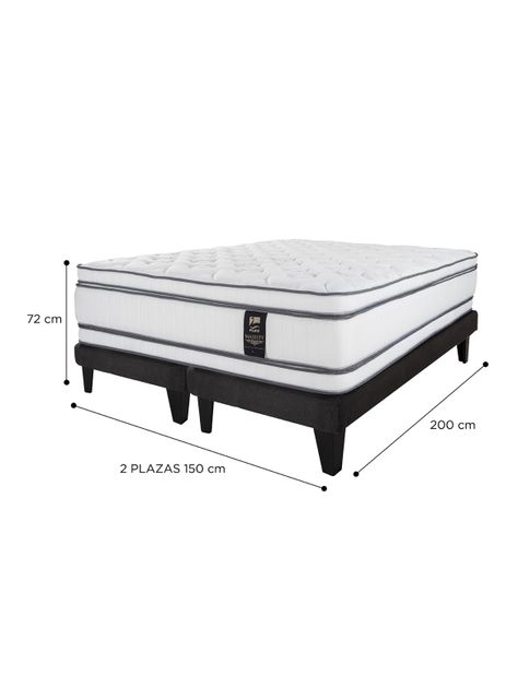 Cama Europea Majesty 2 Plazas + Respaldo Grafito + Velador Rover-1