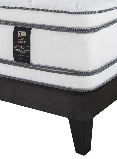 Cama Europea Majesty King + Respaldo Gris + Velador Roma-3