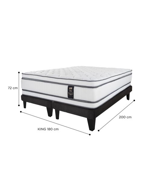Cama Europea Majesty King + Respaldo Gris + Velador Roma-1