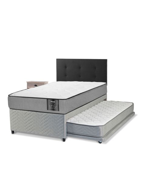 Diván Star 1.5 Plazas + Respaldo Royal Negro + Velador Rock-0