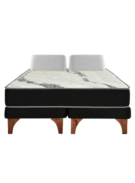 Cama Europea One 2 Plazas Base Dividida + Almohadas Viscoelásticas-0