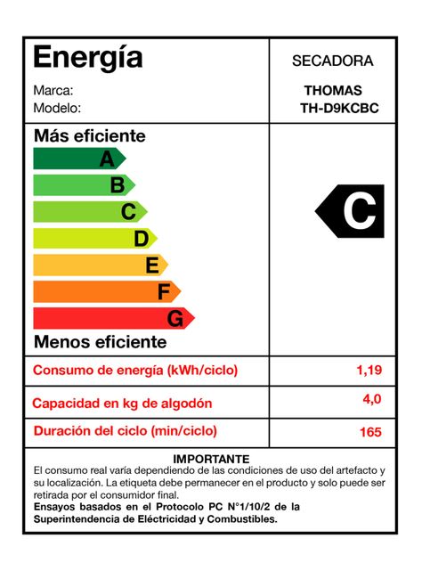 Secadora Frontal 9 Kg Condensación con Bomba Calor TH-D9KCBC-5