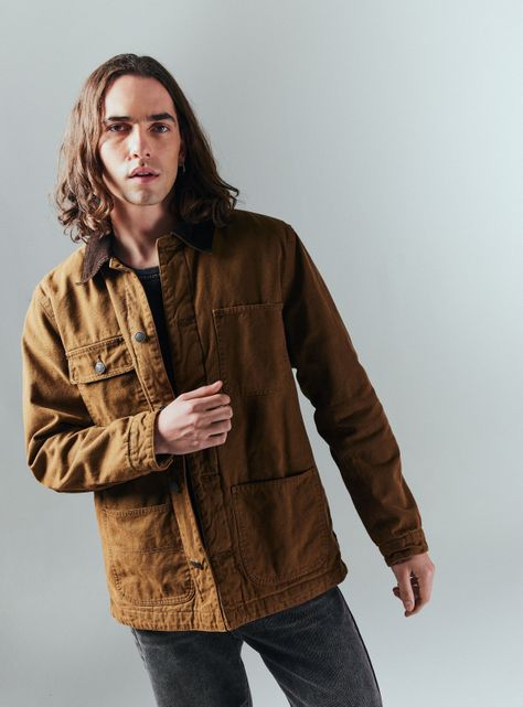 Chaqueta Canvas Bolsillo Utilitario Cuello Cotelé-0