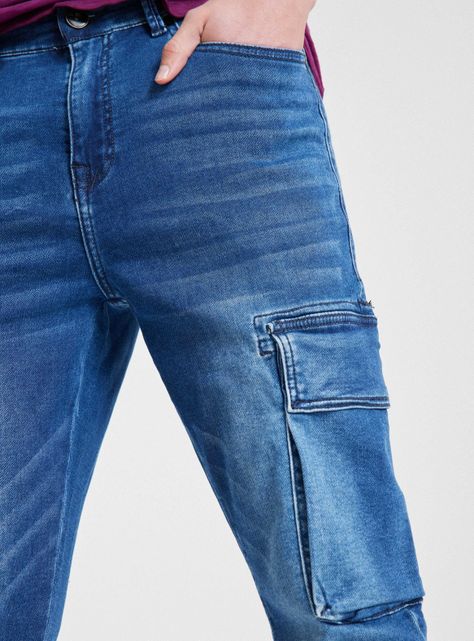 Jeans Bolsillo Cargo Tapered Tiro Medio-2