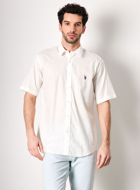 Camisa de Vestir Manga Corta Texturada-0