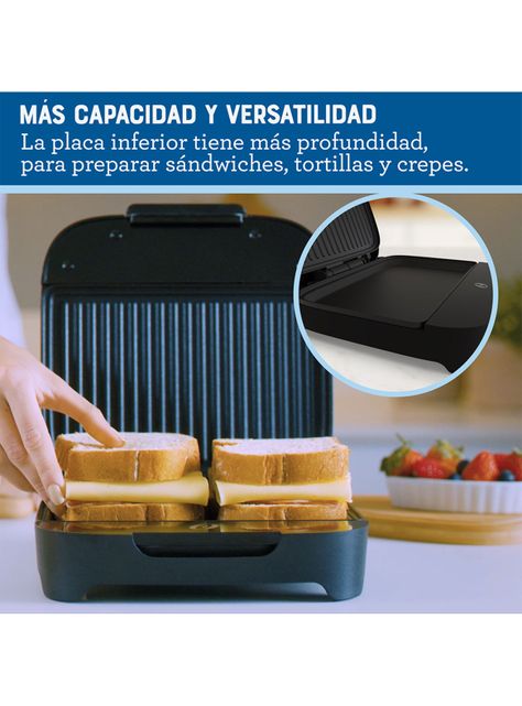 Sandwichera Compacta con Platos Hondos Negro CKSTSM400-5