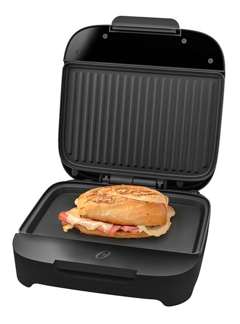 Sandwichera Compacta con Platos Hondos Negro CKSTSM400-2