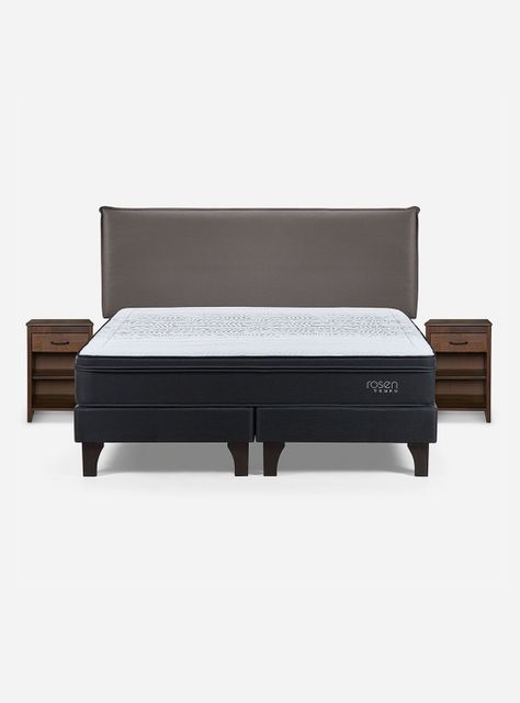 Cama Europea Tempo King Base Dividida + Respaldo + Veladores Maurice-1