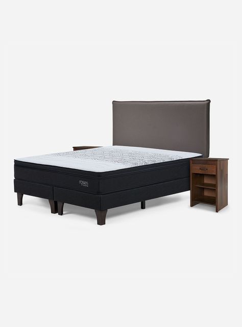 Cama Europea Tempo King Base Dividida + Respaldo + Veladores Maurice-0