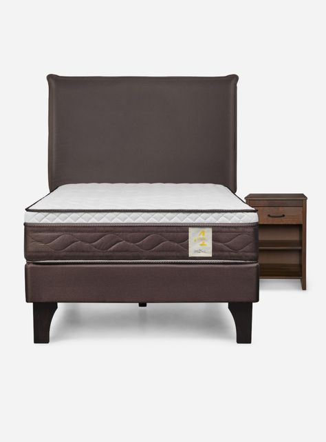 Cama Europea New style 4 1.5 Plazas + Respaldo + Velador Maurice-1
