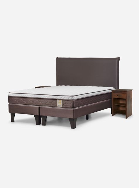 Cama Europea New style 4 King + Respaldo + Veladores Maurice Chocolate-0
