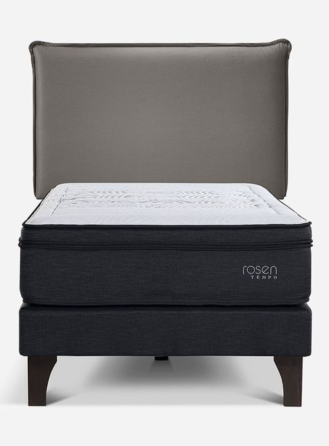 Cama Europea Tempo 1.5 Plazas + Respaldo Maurice Gris-1