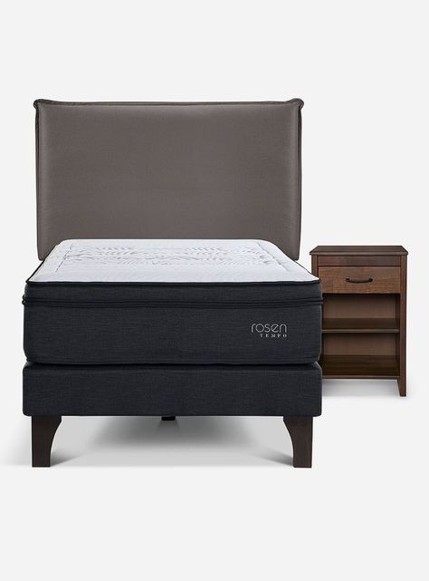 Cama Europea Tempo 1.5 Plazas + Respaldo + Velador Maurice-1