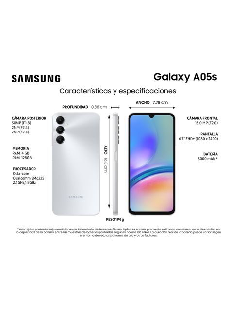 Smartphone Galaxy A05s 128GB 6.7" Silver Liberado-4
