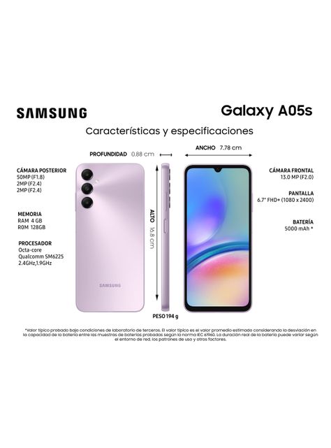 Smartphone Galaxy A05s 128GB 6.7" Light Violet Liberado-4