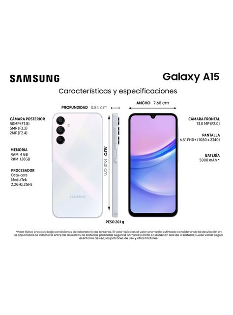 Smartphone Galaxy A15 128GB 6.5" Light Blue Liberado-4