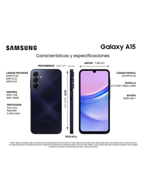 Smartphone Galaxy A15 128GB 6.5" Black Liberado-4