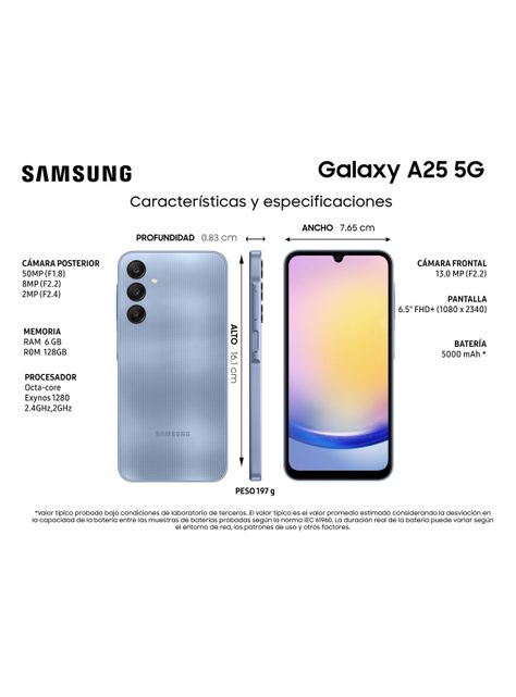 Smartphone Galaxy A25 5G 128GB 6.5" Blue Liberado-4
