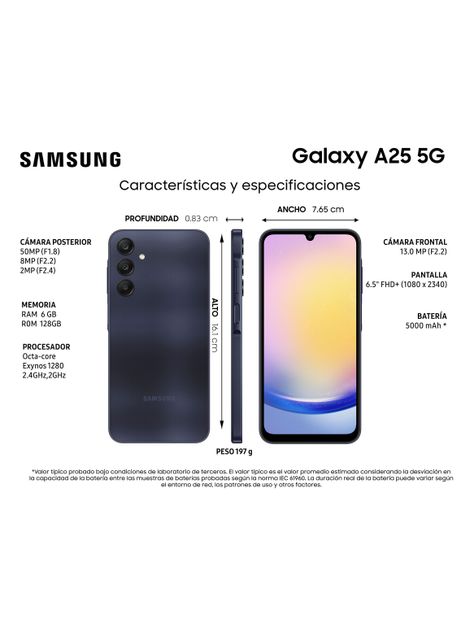 Smartphone Galaxy A25 5G 128GB 6.5" Blue Black Liberado-4