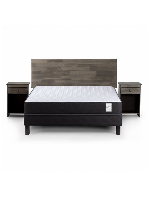 Cama Europea Wave 1.5 Plazas Base Normal Tabor Grafito-1