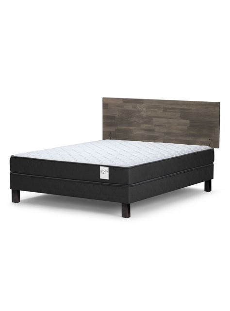 Cama Europea Wave 2 Plazas Base Normal + Respaldo Tabor Grafito-0
