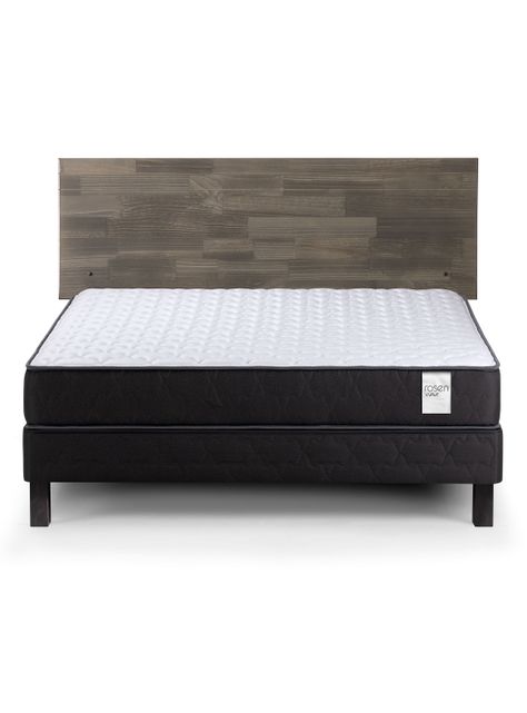 Cama Europea Wave 2 Plazas Base Normal + Respaldo Tabor Grafito-1