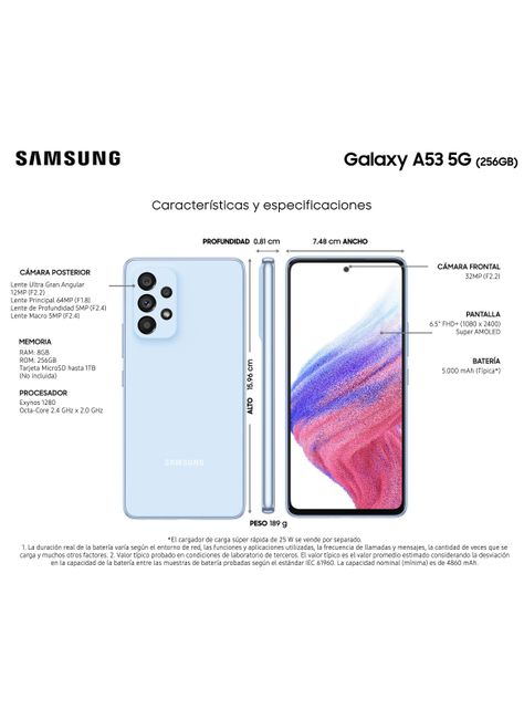 Smartphone Galaxy A53 5G 256GB 6.5" Awesome Blue Liberado-1
