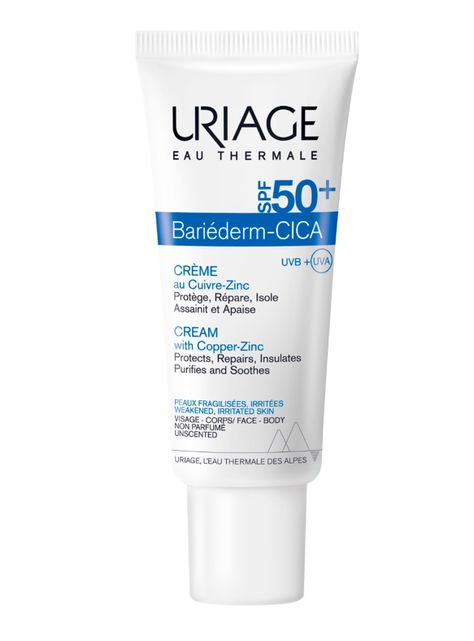 Crema Reparadora Bariéderm-CICA Uriage con Cobre y Zinc SPF50+ 40 ml-0