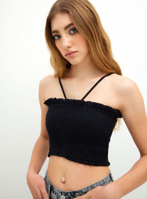 Blusa Crop Elasticada con Brillos-2