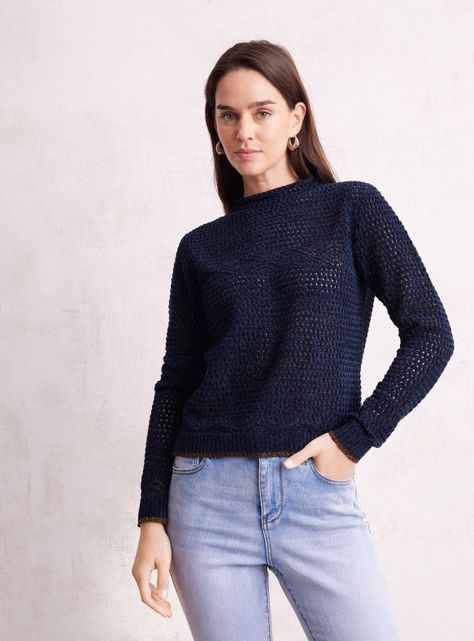 Sweater Aterciopelado con Tejido Abierto-0