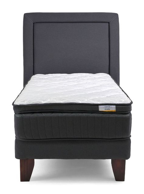 Cama Europea Hybrida Base Normal 1 Plaza Plus + Respaldo-1