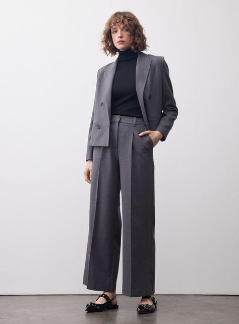 Pantalón Traje Wideleg Con Pinzas-4