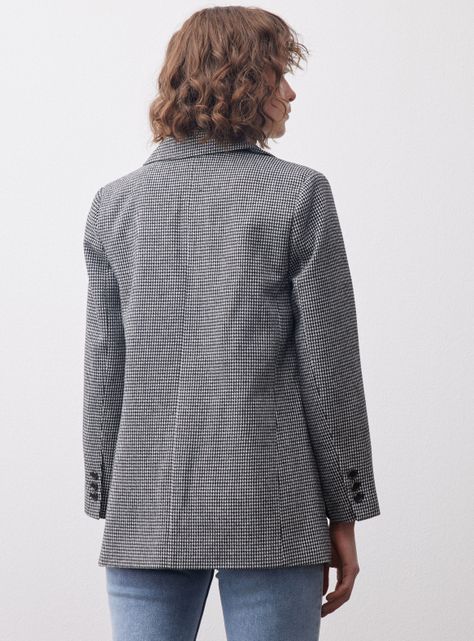 Blazer Cuadros Lana Con Botón-1