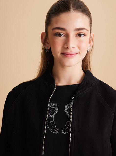Chaqueta Denim Crop con Cierre-1