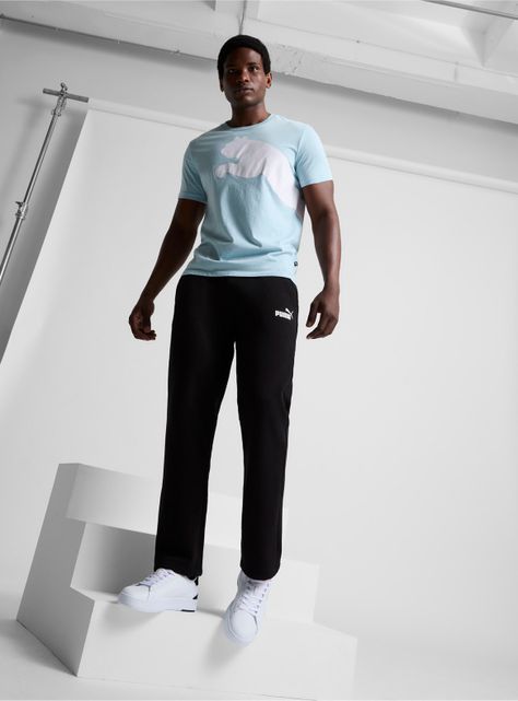 Pantalón Puma Ess Logo Pants FL op Negro Hombre-5