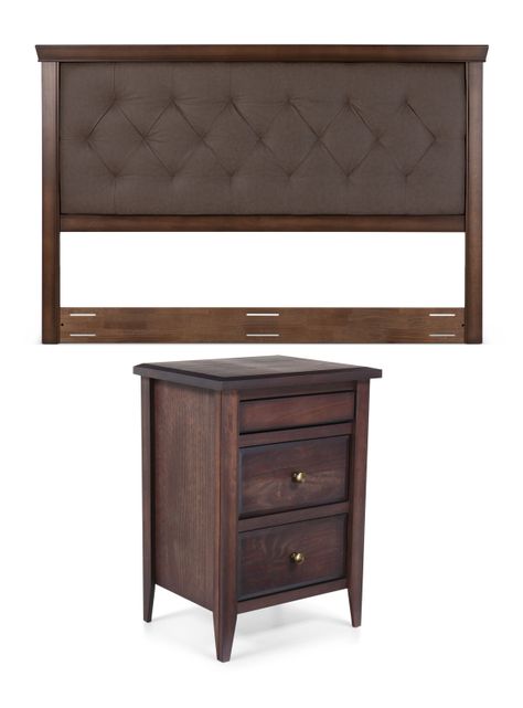 Set Muebles Respaldo King + Velador Brera Marrón-0