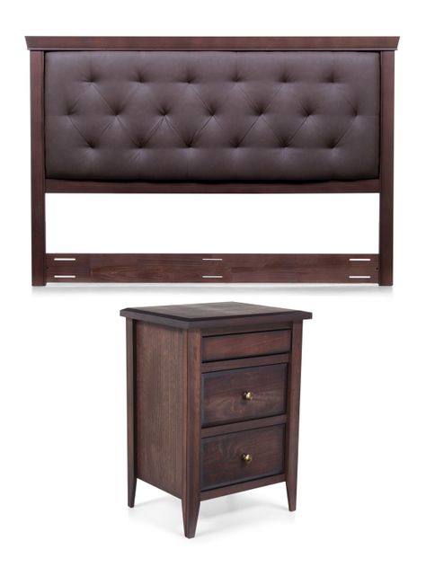 Set Muebles Respaldo 2 Plazas + Veladores Brera Marrón-0