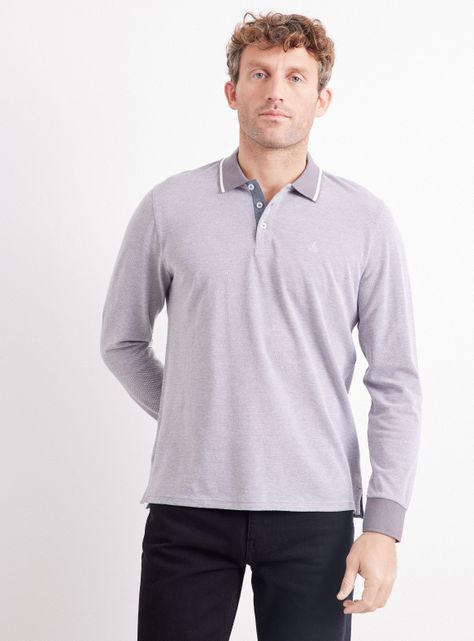 Polera Manga Larga Piqué Detalle Cuello-0