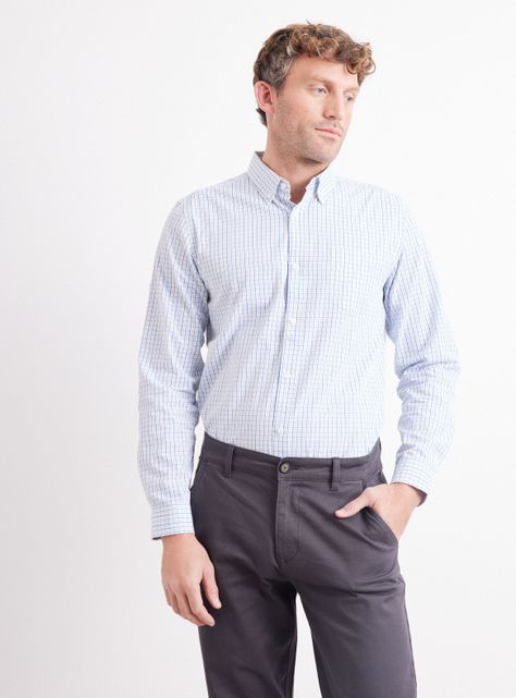 Camisa de Vestir Manga Larga Poplin Cuadros-0
