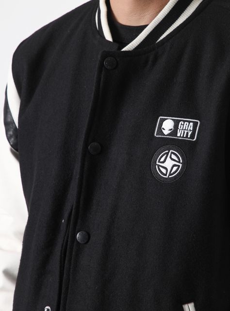 Chaqueta Bomber Lana Manga Cuero Ecológico-2
