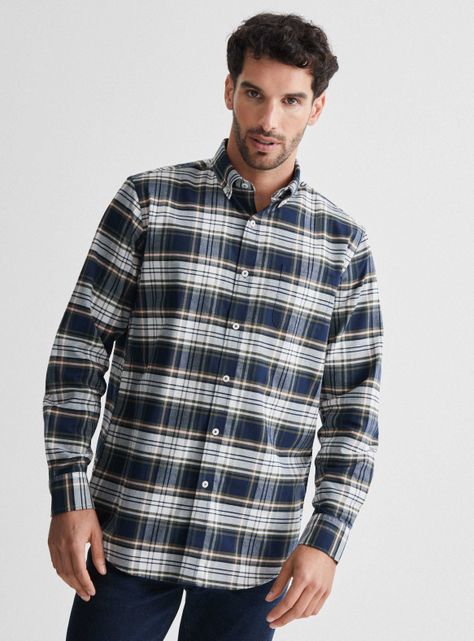 Camisa de Vestir Manga Larga Cuadros Medio-0