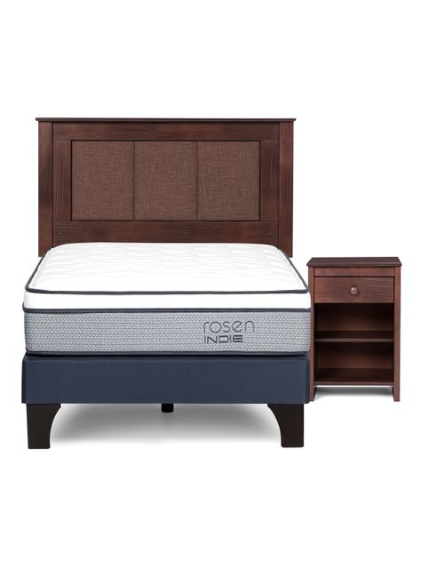 Cama Europea Indie 1 Plaza + Respaldo + 1 Velador Ferrara-1