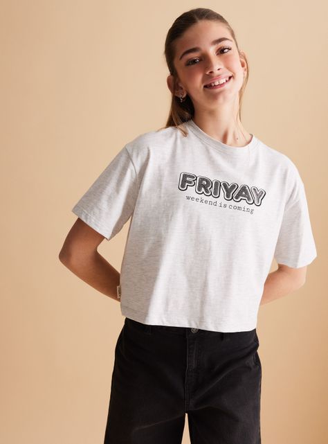 Polera Manga Corta Crop Front Print-0