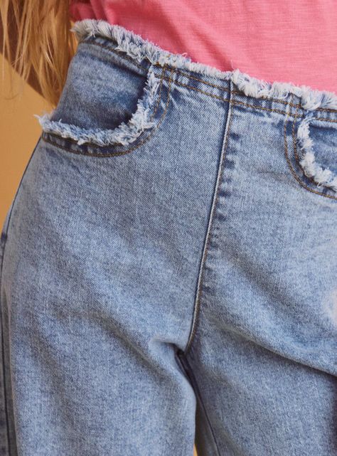 Jeans Flecos Cintura Desgastada-1